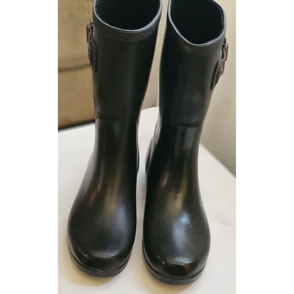 Chooka Rain Boots Womens 7 Black Waterproof Rubber Slip On Tall Outdoor - Picture 2 of 6